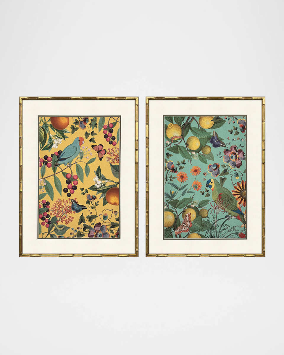 "Floral Fruit Garden" Framed Giclees, Set of 2